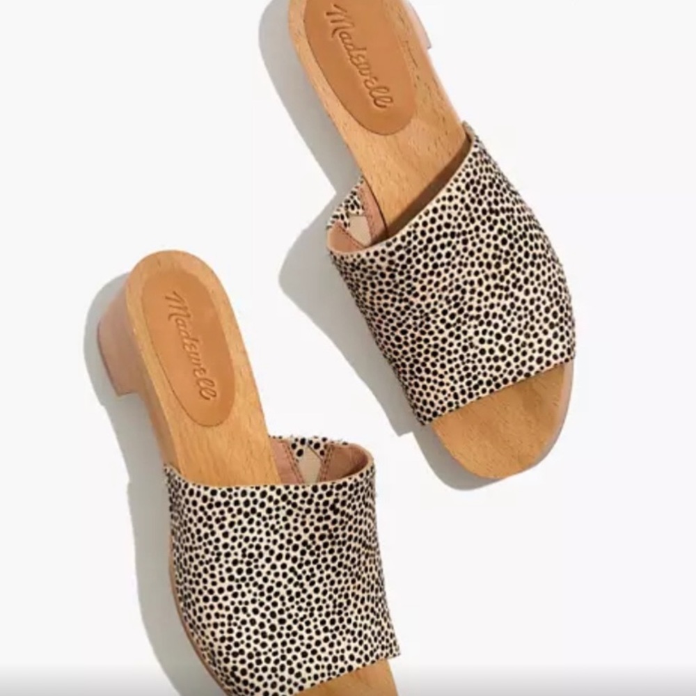 Last chance: Madewell Evelyn Slide Clog in Spotted Calf Hair